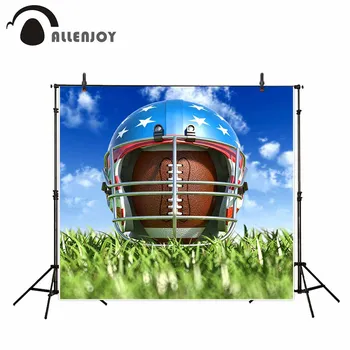 Allenjoy foto pozadie Americký futbal prilba trávy sky bokeh pozadia pre foto photo studio pozadie