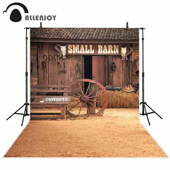 Allenjoy foto pozadie drevené stodoly kolesa kovboj slamy vintage fotografické pozadie pre photo studio photocall vinyl handričkou