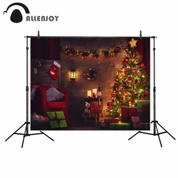 Allenjoy fotografie pozadie Červená Zelená Vianočný Stromček Stavy Dekoratívne Gauč pozadí photo studio fotoaparát fotografica