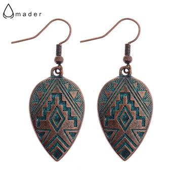 Amader Vintage Štýl Drop Náušnice Pre Ženy Geometrické Bronz&Modrá Farba Náušnice Žena Ethinc Indické Šperky HQE531