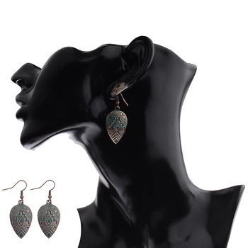 Amader Vintage Štýl Drop Náušnice Pre Ženy Geometrické Bronz&Modrá Farba Náušnice Žena Ethinc Indické Šperky HQE531