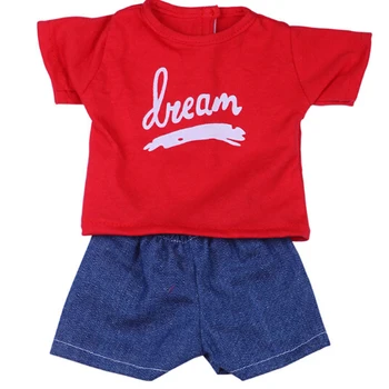 Americké Dievča Bábiku Šaty, tričko a krátke nohavice, súpravy pre 45 cm reborn baby doll Oblečenie a Doplnky,