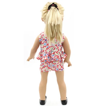 Americké Dievča Bábiky Oblečenie Malé Kvetinové Flounced, Blúzky a Sukne, Súpravy Doll Oblečenie 18-palcové Bábika Šaty 2 Farby MG102-103