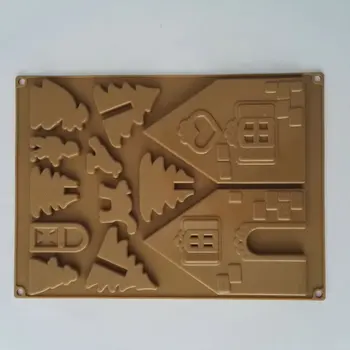AMW 2ks/set Vianočný Perník Dom Silikónové Čokoláda Formy 3D Silikónové Formy na Fondant Cake Decoration