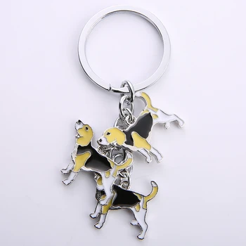 Anglický Foxhound prívesok kľúčenky pre mužov, ženy, dievčatá, strieborná farba kovových zliatin psa taška kúzlo auto keychain krúžok držiak