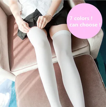 Anime Cosplay Kostým Pančuchy Stehenné vysokej Japonský Študent Skidproof Ponožky Nežnej Bielej Hodvábnej 7 farieb