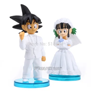 Anime Dragon Ball Z Son Goku & ChiChi Svadobné PVC Údaje Hračky, Bábiky 8 cm sada 2