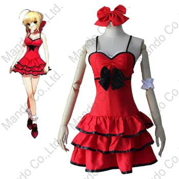 Anime Osud EXTRA CCC Extra Osud Zamestnanca Saber Cosplay Kostýmy Dievčatá Sexy Červené Šaty Žien Halloween Cosplay Party Oblečenie
