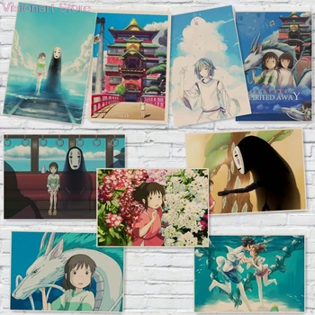 Anime Plagáty Odvážneho Preč Hayao Miyazaki Komické Film Stena Nálepky Domova Vintage MO93
