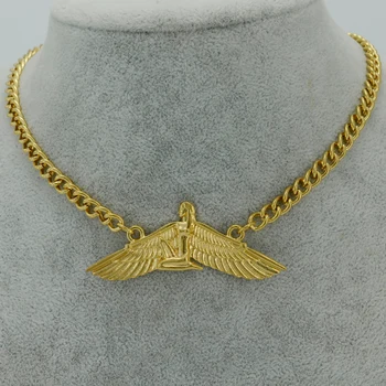 Anniyo 53 cm Fab Egyptskej Bohyne Náhrdelníky Zlatá Farba Krídla Náhrdelník Ankh Bib Wicca Pohanské Šperky Egypt-Náboženstvo #019606