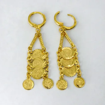 Anniyo Arabských Kovové Mince Náušnice pre Ženy/Dievčatá Zlatá Farba Šperky Blízkom Východe, v Iraku/Sýria/Irán/ Afrike Darčeky #062002