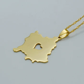 Anniyo Srdce Kosove Mapu Náhrdelník Zlatá Farba Šperky Kosoves Prívesok Šperky #003121