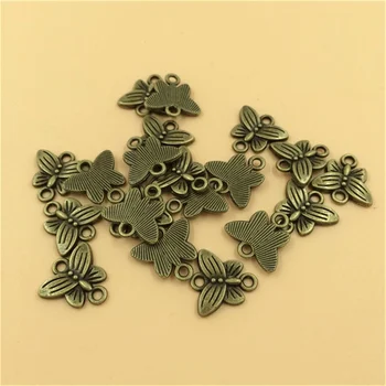 Antické Bronzové Tibetského Striebra Motýľ zobrazili kľúčové tlačidlá Konektory Kúzlo Prívesky Nosenie Šperkov, Takže DIY 14x15mm 30pcs T366 Doprava Zadarmo
