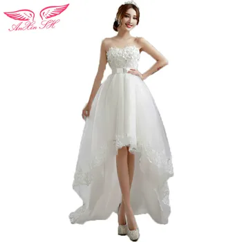 AnXin SH kvety, svadobné šaty s dlhými a krátkymi hrudníka kórejský Princezná Nevesta svadobné Šaty Čipky chvost nové 8271 S