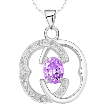 Apple tvar fialová zirkón beautifulsilver pozlátený Náhrdelník Strieborný Prívesok Šperky /DIMTACHR ZEDQGWKI