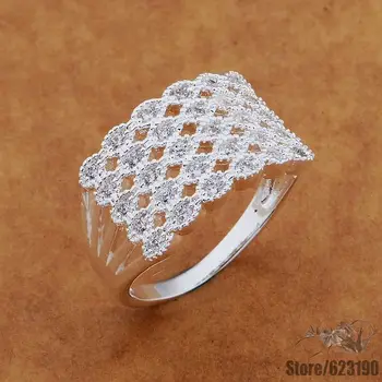 AR551 925 sterling silver ring, 925 silver módne šperky, pletené/transparentné kameň /emvaneca fzhaoqoa