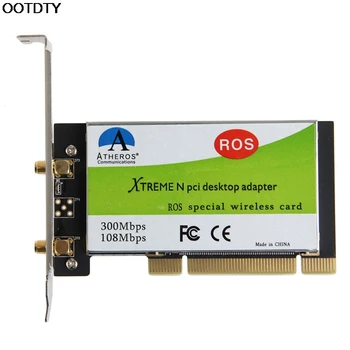 AR9223 PCI 300M 802.11 b/g/n Bezdrôtová Karta WiFi Adaptér pre Desktop, Notebook, 6DB Anténa