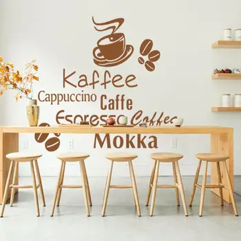 Art design domáce dekorácie nepremokavé PVC nálepky na stenu tvorivé slová vinyl kávy kuchyňa decor stenu pre bar a obchod