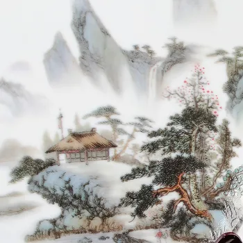 Art Keramické Ozdobné Dosky Čínskej Krajiny Doska Dekorácie Doska Drevo Základ Kuracie Porcelánu Doska Set Svadobný Dar