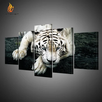 Artryst HD Tlač Biely Tiger Obrázky a Plagát na Stenu Umenie Domáce Dekorácie pre Obývacia Izba 5piece Plátno na Maľovanie na Stenu AR029
