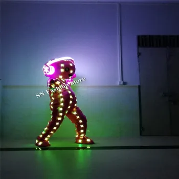 AS89 Farebné RGB LED svetlo kostýmy veľkú hlavu bábiky ballroom dance show dj dicso partycatwalk fáze nosí spevák fáze oblečenie