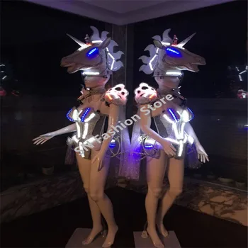 AS98 Pódium zobraziť nosí Spevák Cosplay Farebné LED svetlo sála kostýmy, tanec/Bar podprsenka brnenie party stage sexy šaty, oblečenie