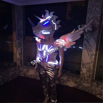 AS98 Pódium zobraziť nosí Spevák Cosplay Farebné LED svetlo sála kostýmy, tanec/Bar podprsenka brnenie party stage sexy šaty, oblečenie