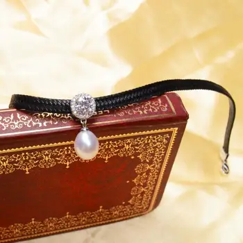 ASHIQI Prírodné Sladkovodné perly Choker Náhrdelník 34 cm + 6typ Vysokej kvality 925 Sterling silver Lano, Reťaz pre ženy