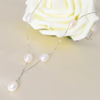 ASHIQI Reálne 925 sterling silver náhrdelník White pearl náhrdelník 7.5-8 mm Prírodné Sladkovodné perly Šperky pre Ženy