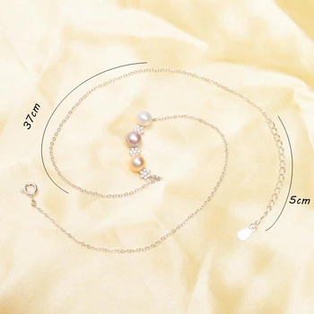 ASHIQI Skutočné Prírodné sladkovodné perlový náhrdelník ženy 925 sterling silver stars prívesok náhrdelník šperky