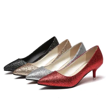 ASUMER 2018 black red podiel módne nový príchod ženy čerpadlá ukázal prst dámy topánky plytké elegantné bling vysoké podpätky, topánky
