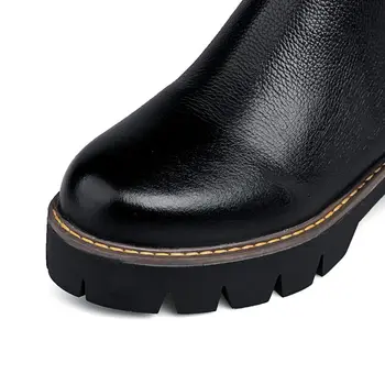 Asumer Plus veľkosť 34-43 nové módne pu+originálne kožené topánky kolo prst platformu topánky dámske jesenné zimné kolená vysoké čižmy, topánky