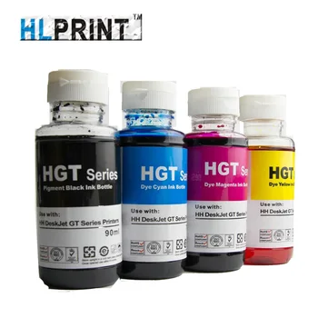 Atramentová náplň kompatibilná súprava pre HP DeskJet GT5810 GT5820 GT series tlačiareň GT51 čierny pigment GT52 farieb farebného atramentu 4pcs/set