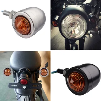AuMoHall 1pair Retro Motocykel Zapnite Indikátor Signálu Lampa Univerzálny Kovový Motorke zadné svetlá 12V,Cafe Racer