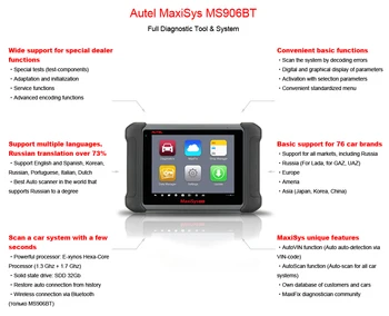 Autel Maxisys MS906BT Automobilový OBD2 Skener Diagnostický Nástroj Modernizované Verzie MS906 DS708 DS808 Bluetooth ECU Kódovanie OBDII