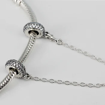 Autentické 925 Sterling Silver Perličiek Kúzlo Pripraviť Inšpiráciu Crystal Bezpečnosti Reťazca Korálky Fit Pôvodné Pandora Náramok DIY Šperky