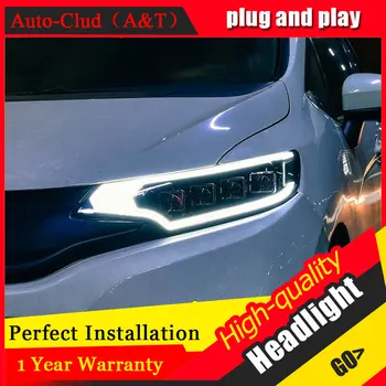 Auto Clud Auto Styling Pre Honda fit svetlomety-2017 Pre nosenie na hlavu lampy led DRL predné Bi-Xenon Šošovky, Dvojitý Lúč SKRYL AUTA