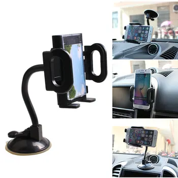 Auto multi - funkčný mobilný telefón držiak 360 - stupňové otáčanie PVC transparentné, veľké prísavky gooseneck držiak