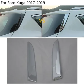 Auto orgán tvarovania účesu chrome ABS Zadné ostrohové Spojler, bočné Lišty OKNA rám orezania 2 ks Na Ford Kuga 2017 2018 2019