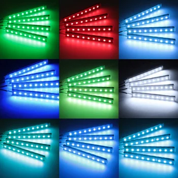 Auto RGB Led Pásy LightAtmosphere Svetlo Bezdrôtové Diaľkové Ovládanie 12v Auto Podlaha Interiéru Atmosféru Lampy, Interiérové Dekoratívne Lampy