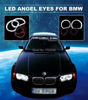 Auto-styling 1 SADA (2X 146mm+2X 131 mm )Biela Halo Bavlna Light auto smd LED Angel eyes pre BMW E46 non projektor auto osvetlenie