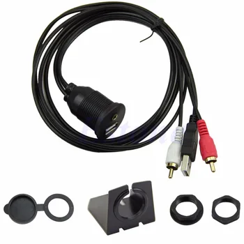 Auto Tabuli Flush Mount USB Port/3,5 mm Audio USB Muž+ 2 Konektor RCA Kábel Nové