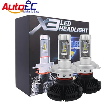 AutoEC 1 Sada X3 LED Reflektor H4 H7 H11 9005 9006 H13 Žiarovky 50W 6000LM auto Automobilový svetlomet CSP Čipy Auto Styling #LN66