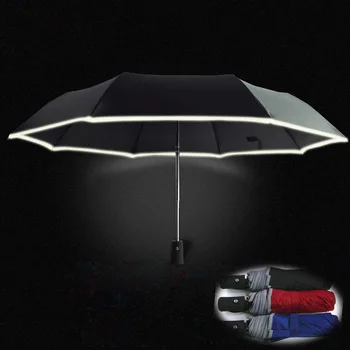 Automatické Reflexné Skladací Dáždnik Dážď Ženy Muži guarda chuva Paraguas plegable mujer Parasol Guarda sol Black guarda-chuva