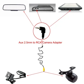 Aux 2,5 mm AV-in RCA samica Converter pre GPS Tablet Záložný Fotoaparát 4-pól av-in zásuvky - 3 Nohy Mužov a Žien Video Adaptér