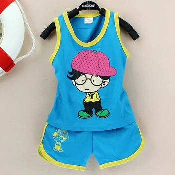 Baby boy šaty, oblek bavlna lete Dieťa nosiť klobúk deti oblečenie set vesta Tong Kit 0-2years oblečenie set detské oblečenie chlapec