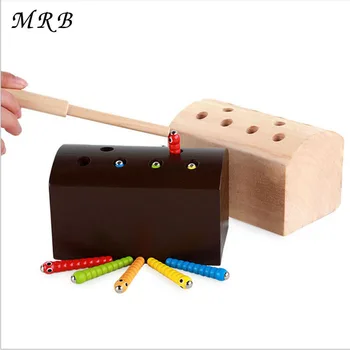 Baby Detský Drevené Hračky chytiť caterpillar Montessori vzdelávacích hračiek Stavebné bloky skoré vzdelávanie