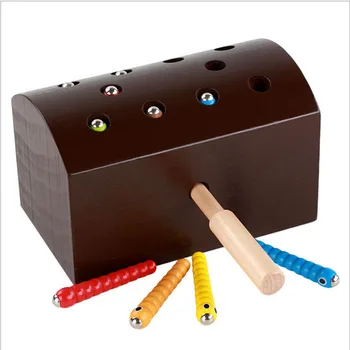 Baby Detský Drevené Hračky chytiť caterpillar Montessori vzdelávacích hračiek Stavebné bloky skoré vzdelávanie