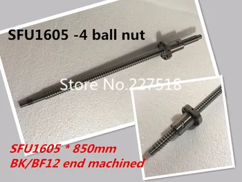 BallScrew SFU1605 -4 loptu matica 850mm guľôčkovej skrutky C7 s 1605 príruby jeden loptu matice BK/BF12 konci CNC obrábané Diely
