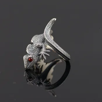BALMORA Autentické 925 Sterling Silver Lizard Otvoriť Prstene pre Mužov Punk Osobné Krúžok Červených Očí Zvierat Šperky Anillos SY21897